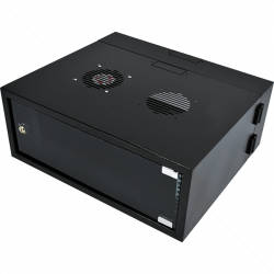 Cabinet 4U Wall Box Swingframe Collar 400x100mm incl Fan & Power Black Part No: CA102-1