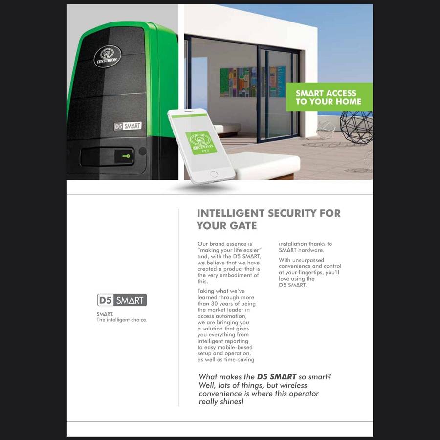 Centurion Sliding Gate Kit D5 EVO SMART with Battery and Rack