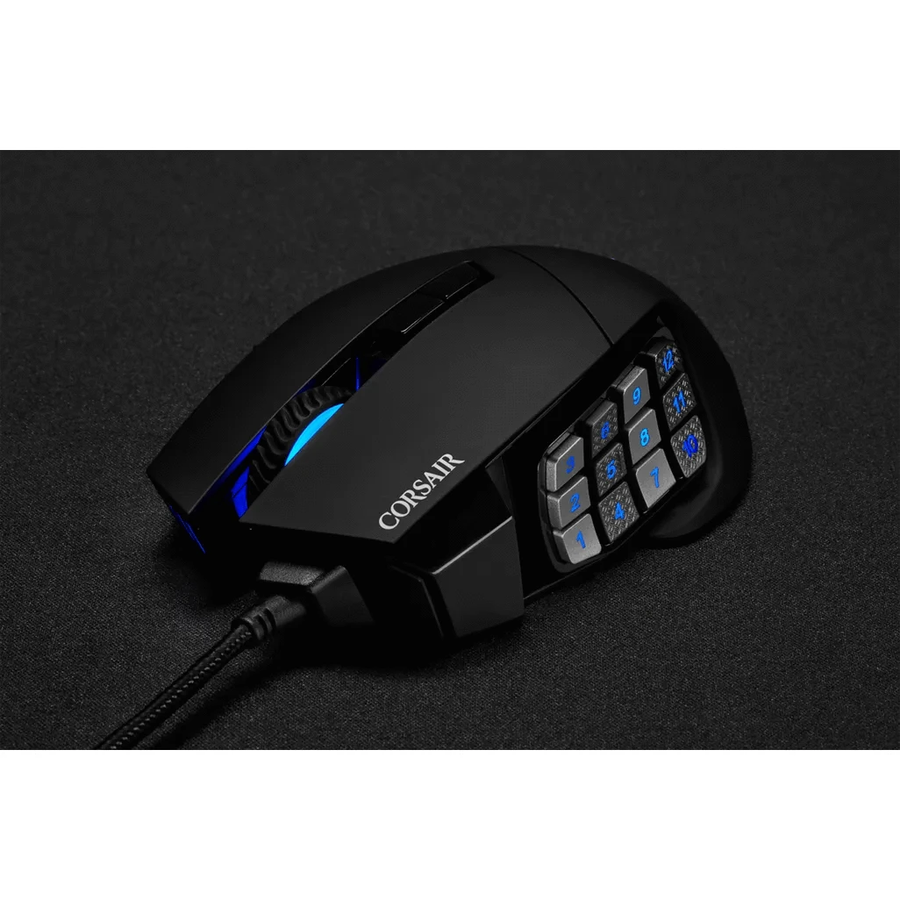 Corsair SCIMITAR RGB ELITE, Right-hand, Optical, USB Type-A, 18000 DPI, Black