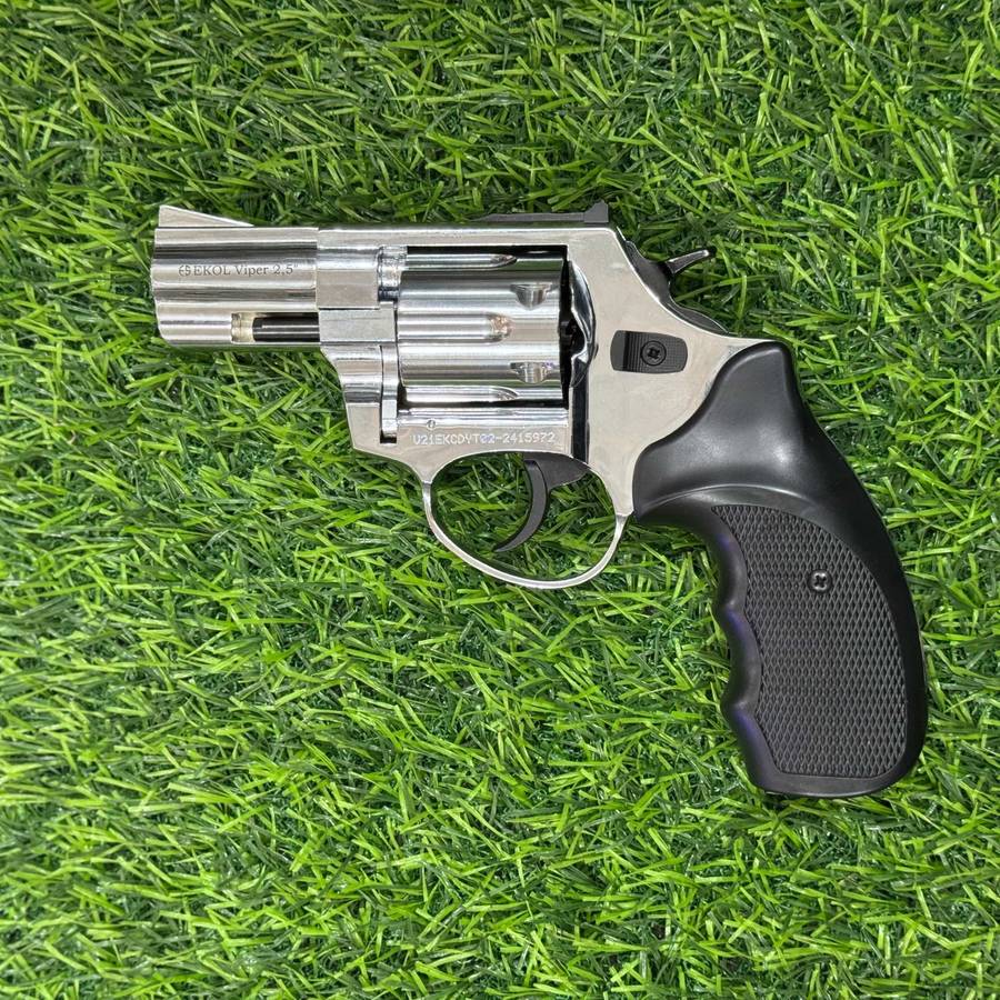Ekol Viper 2.5" Chrome Blank/Pepper Gun (Semi Auto|6 Rounds|9mm PAK|Revolver)
