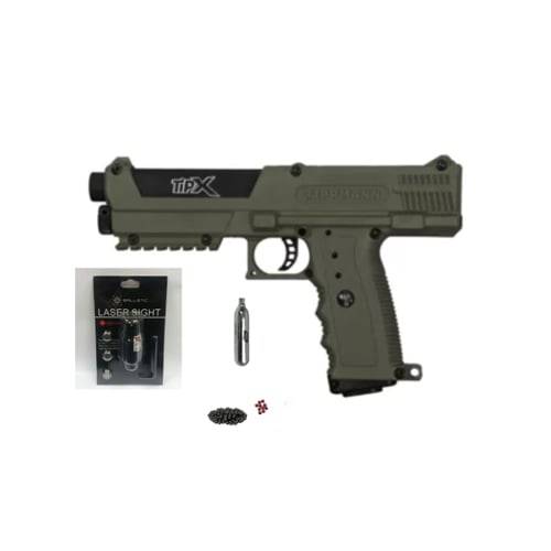 Tippmann TIPX Army Green Paintball Gun Combo (Semi Auto|CO2|7|315FPS|10J|.68 CAL)