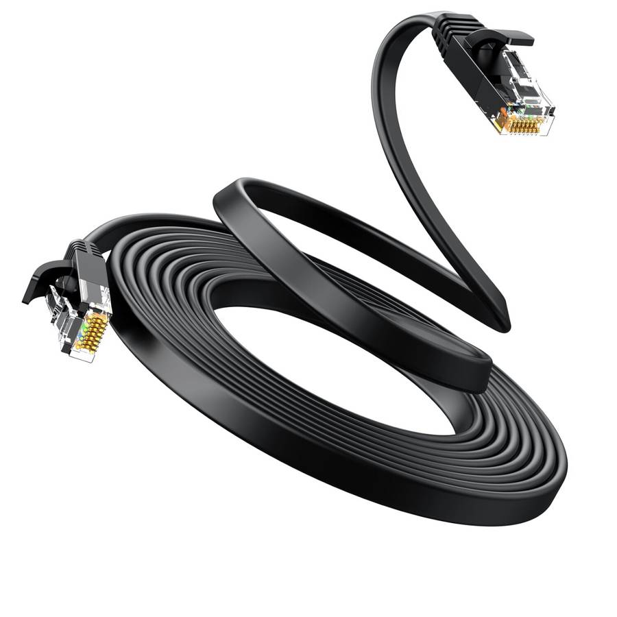 UGREEN NW102 Cat6 U/UTP Flat Ethernet Cable 0.5m  Compact High-Speed Black Networking Solution