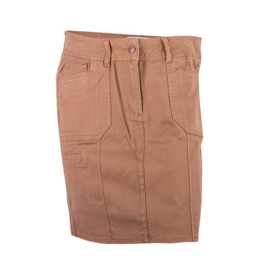 Wildebees Ladies Stretch Cargo Skirt Caramel