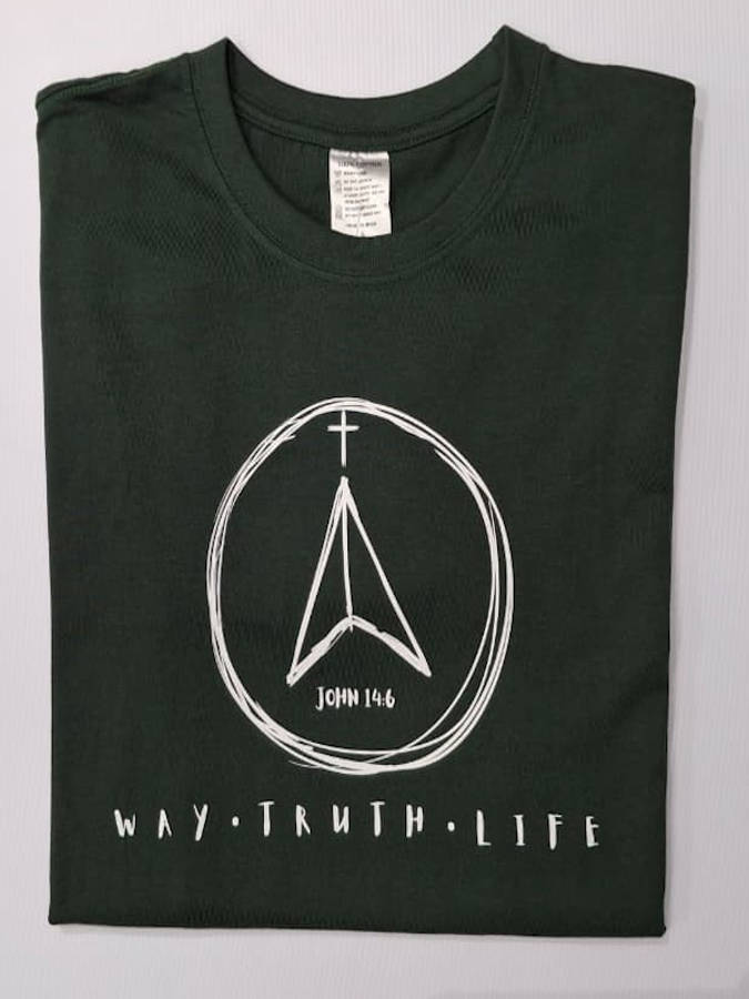 FRJ Mens Way,Truth,Life Bottle Green T-Shirt