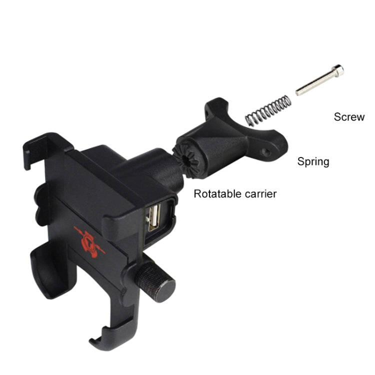 Portable Motorcycle Aluminium Alloy USB Charger Mobile Phone Holder, Handlebars Version, 3089