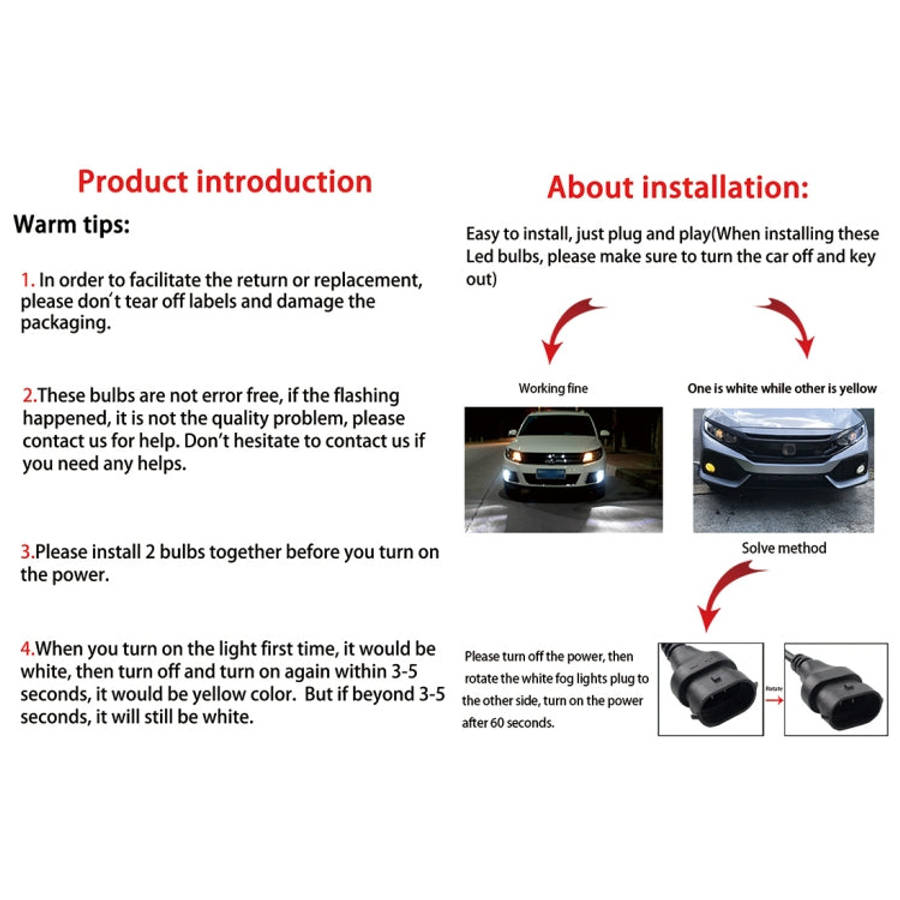2 PCS EV15 880 / 881 DC9-32V / 6W / IP67 Car LED Double Color Fog Light, Cold White Light  + Ambe...