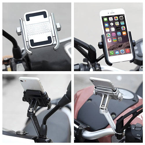 Motorcycle Rear View Mirror Aluminum Alloy Phone Bracket, Suitable for 4-6 inch Device, Rear View...