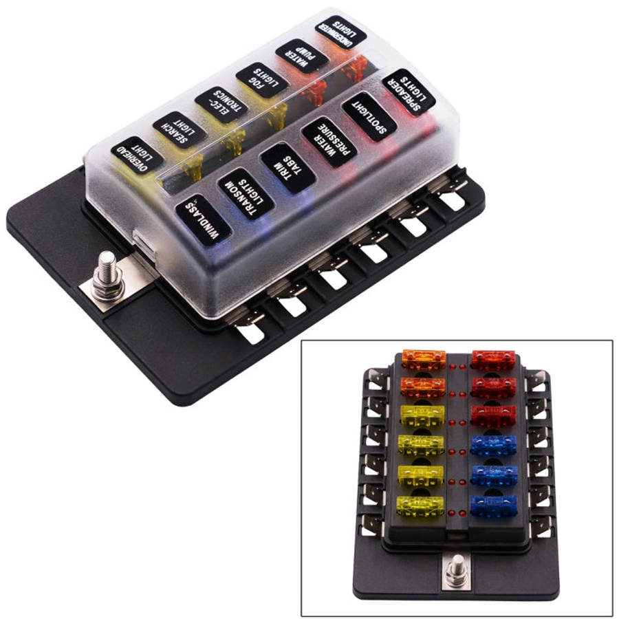 1 in 12 Out Fuse Box PC Terminal Block Fuse Holder Kits with LED Warning Indicator for Auto Car T...