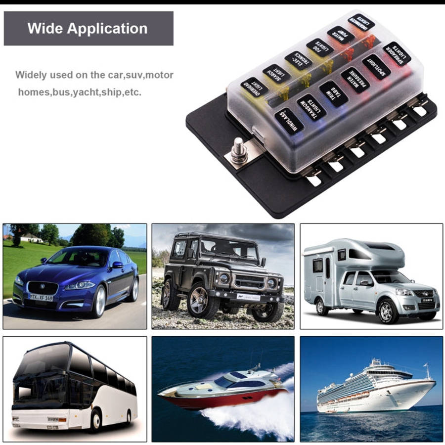 1 in 12 Out Fuse Box PC Terminal Block Fuse Holder Kits with LED Warning Indicator for Auto Car T...