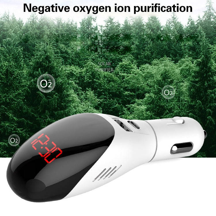 Multifunctional Formaldehyde Removal Air Purifier QC3.0 Car Phone Charger Display Screen