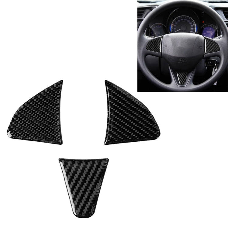 3 in 1 Car Carbon Fiber Steering Wheel Button Decorative Sticker for Honda Fit, Left and Right Dr...