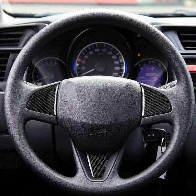 3 in 1 Car Carbon Fiber Steering Wheel Button Decorative Sticker for Honda Fit, Left and Right Dr...