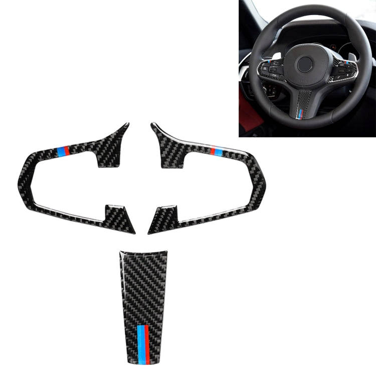 3 in 1 Car Carbon Fiber Tricolor Steering Wheel Button Decorative Sticker for BMW 5 Series G30 X3...
