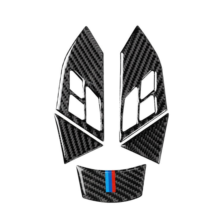 5 in 1 Car Carbon Fiber Tricolor Steering Wheel Button Decorative Sticker for BMW 5 Series E60 20...
