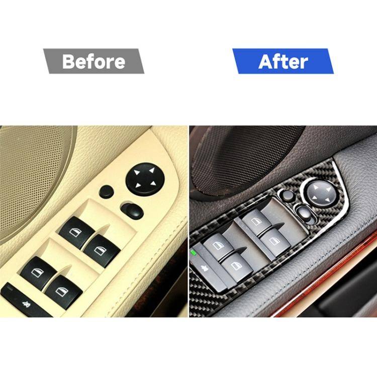 4 PCS Carbon Fiber Car Left Driving Lifting Panel Decorative Sticker with Folding for BMW E90 / 3...