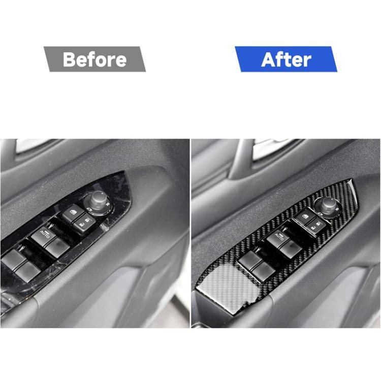 Car Carbon Fiber Window Buttons Panel Decorative Sticker for Mazda CX-5 2017-2018, Left Drive, Wi...