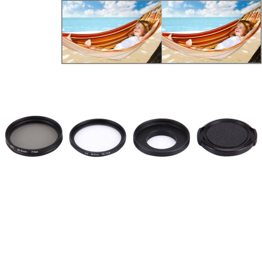 JUNESTAR 4 in 1 Proffesional 40.5mm Lens Filter(CPL + UV) & Waterproof Housing Case Adapter Ring ...