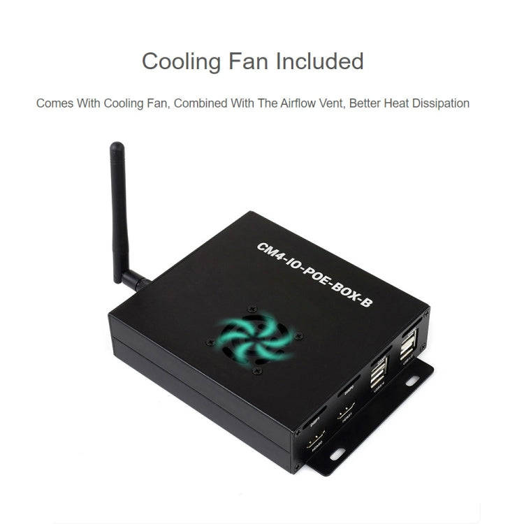 Waveshare PoE Mini-Computer Type B Base Box with Metal Case & Cooling Fan for Raspberry Pi CM4
