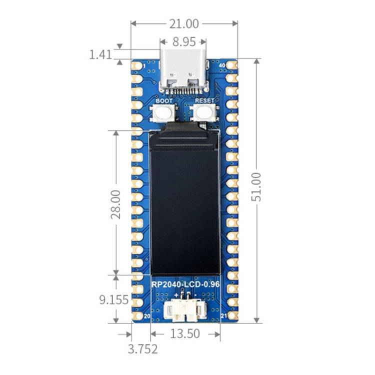 Waveshare RP2040-LCD-0.96 Pico-like MCU Board Based on Raspberry Pi MCU RP2040, with Pinheader, R...