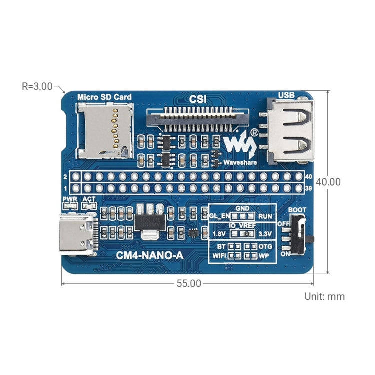 Waveshare Nano Base Board A for Raspberry Pi CM4, Nano Base Board A