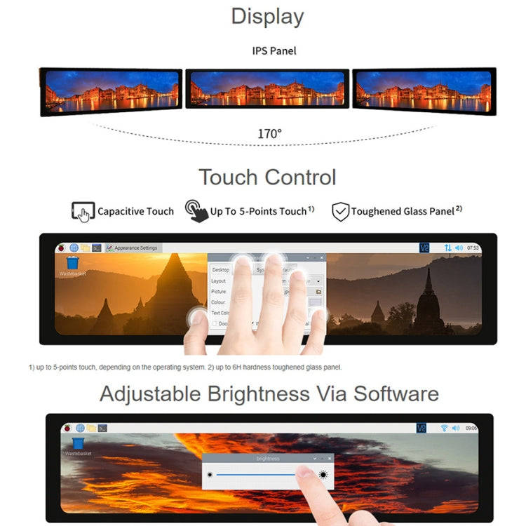 WAVESHARE 11.9 inch Capacitive Touch Display For Raspberry Pi, 320 x 1480, IPS, DSI Interface, 11...
