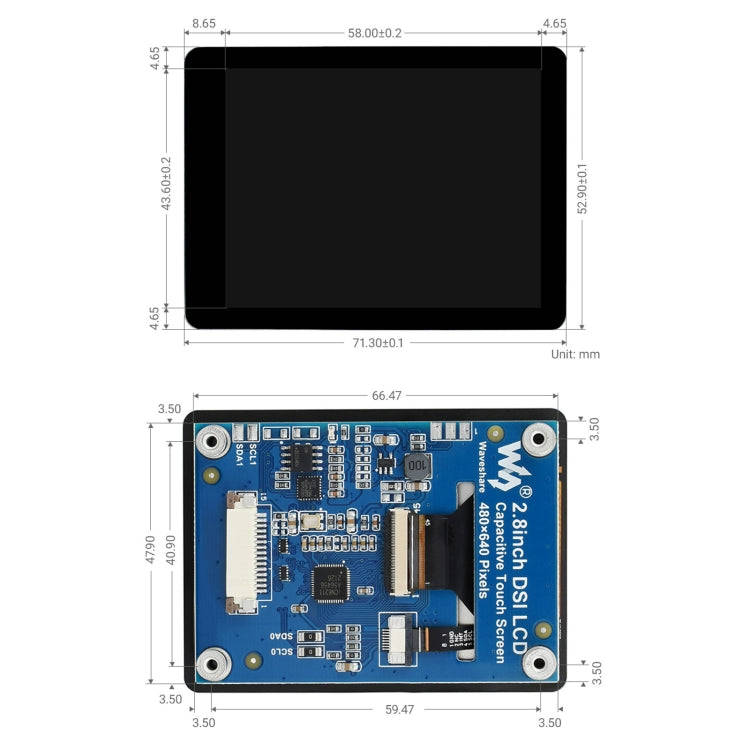 Waveshare 2.8 inch Capacitive Touch Display for Raspberry Pi, 480 x 640, DSI, IPS, Fully Laminate...