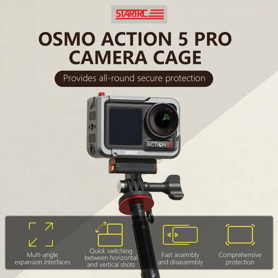 For DJI Osmo Action 5 Pro STARTRC Metal Cage Expansion Adapter Frame with Cold Shoe, For DJI Osmo...