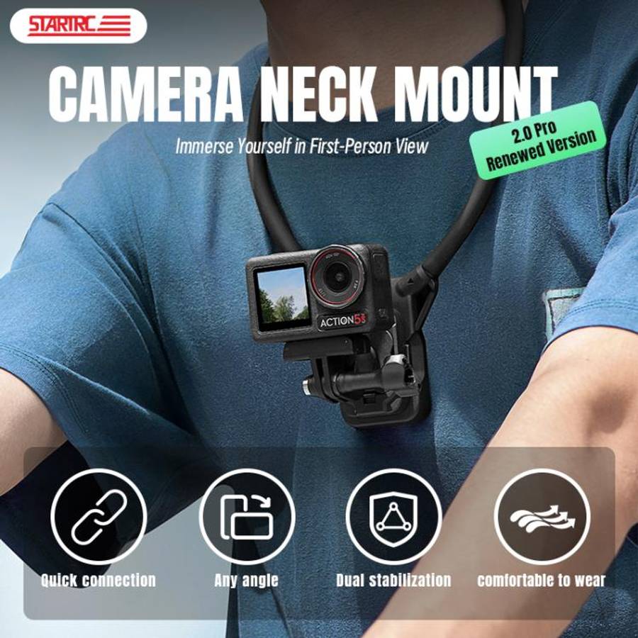 STARTRC Lazy Neck Bracket V3 POV View Mount with Chest Strap, POV View Mount with Chest Strap