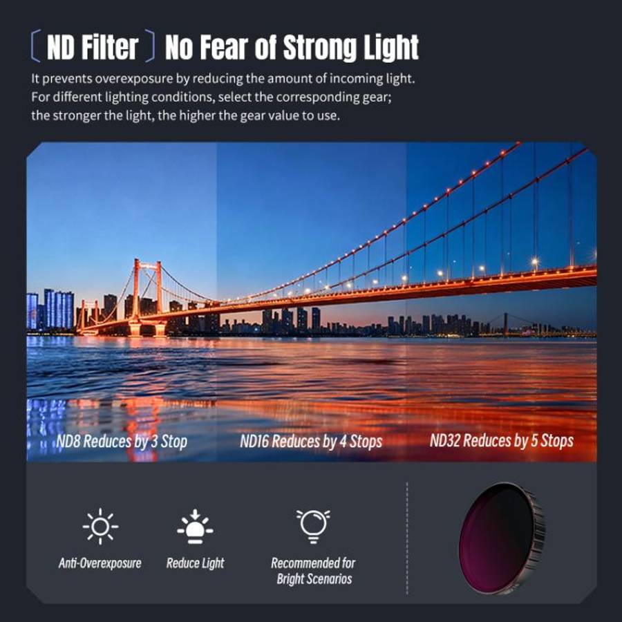 For DJI Osmo Action 6 STARTRC 4 in 1 CPL ND8 ND16 ND32 Camera Lens Filter, For DJI Osmo Action 6
