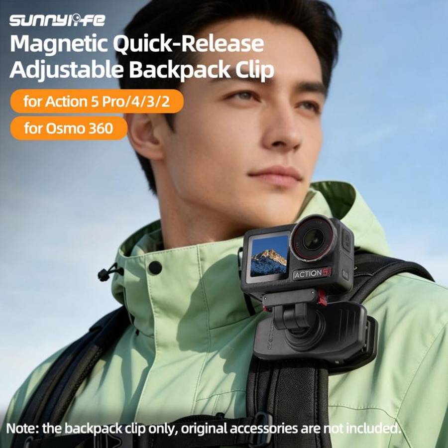 Sunnylife Magnetic Quick-Release Backpack Clip Action Camera Clamp Vertical-Horizontal Mount for ...