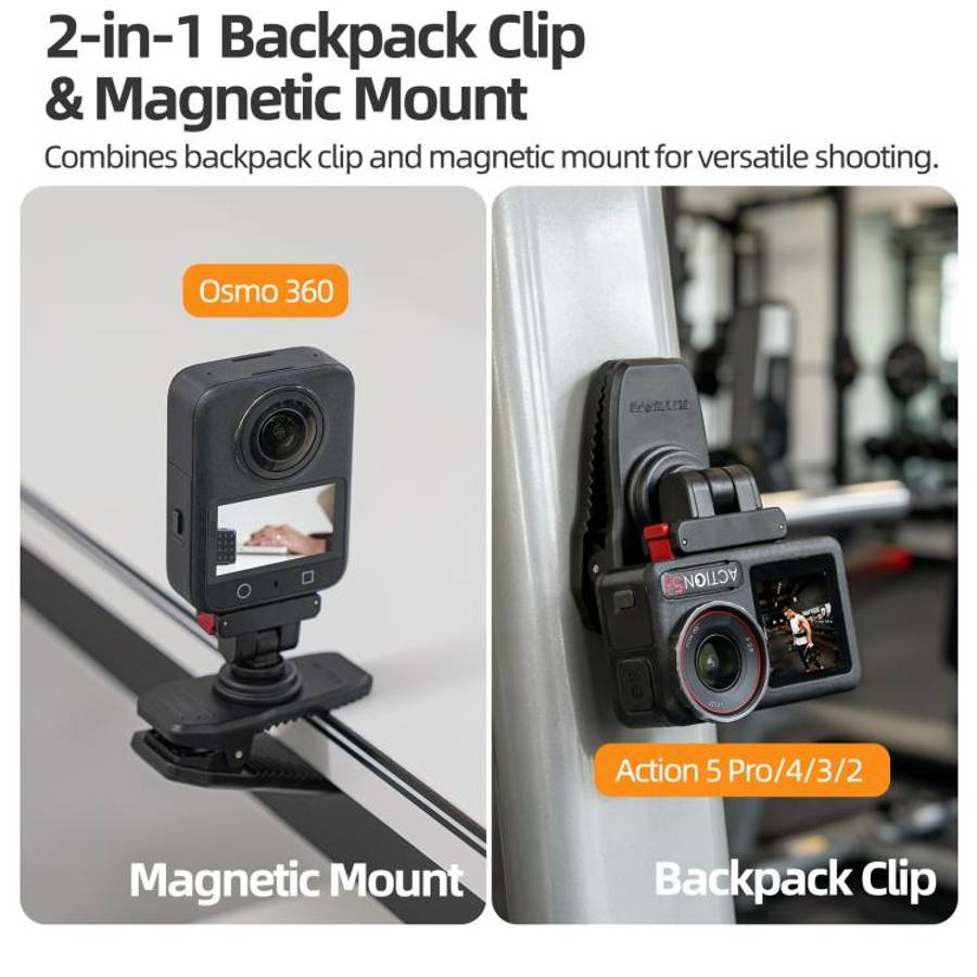 Sunnylife Magnetic Quick-Release Backpack Clip Action Camera Clamp Vertical-Horizontal Mount for ...