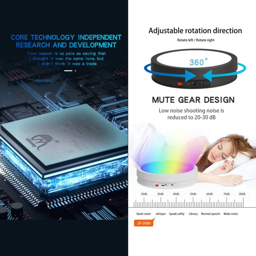 22cm Colorful LED Light Electric Rotating Display Stand Turntable, Power Plug-in, Battery Charging