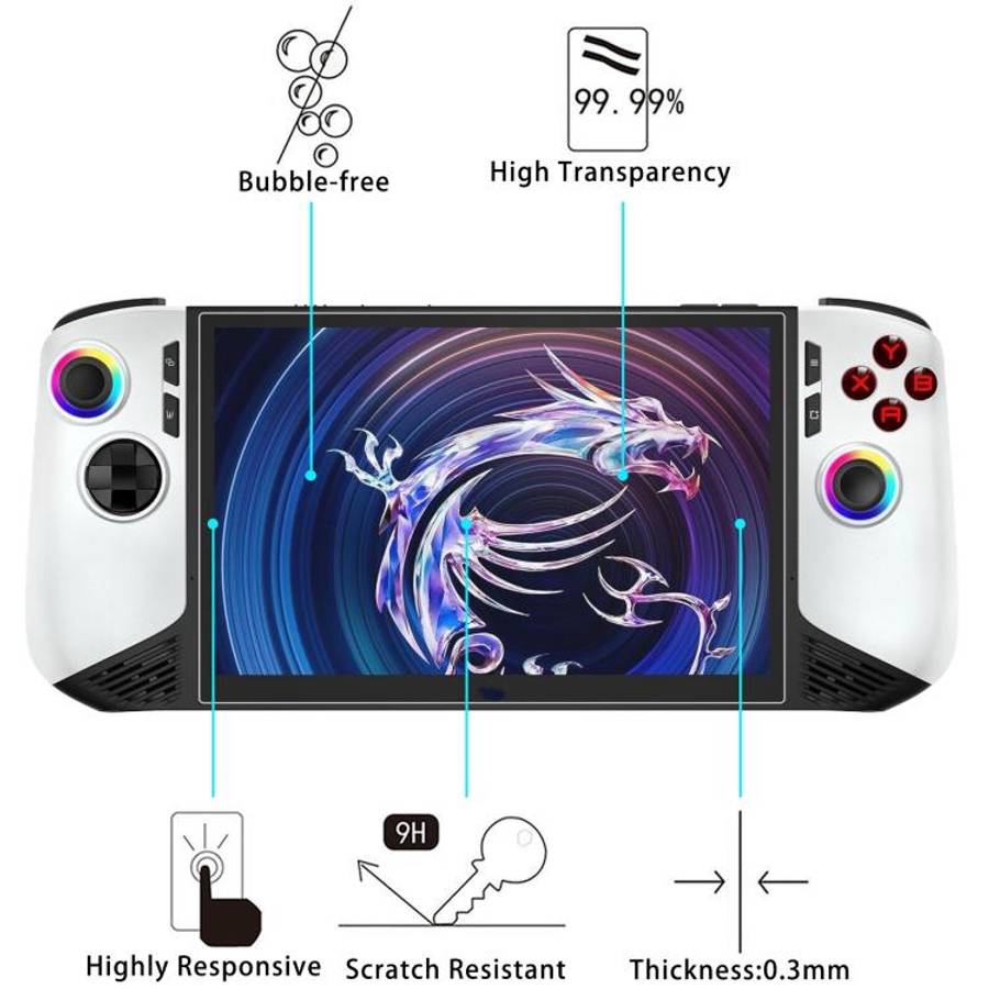 9H 0.3mm Explosion-proof Tempered Glass Film, For MSI Claw 8 AI+, For MSI Claw 7 inch Game Console
