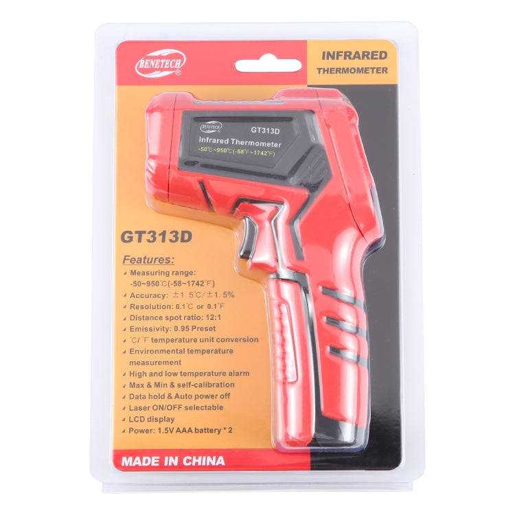 BENETECH GT313D LCD Display Infrared Thermometer, Battery Not Included