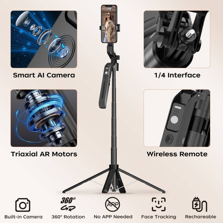 FUNSNAP A6 360 Degree Al Gimbal Selfie Stick Smart Face Tracking Integrated Tripod