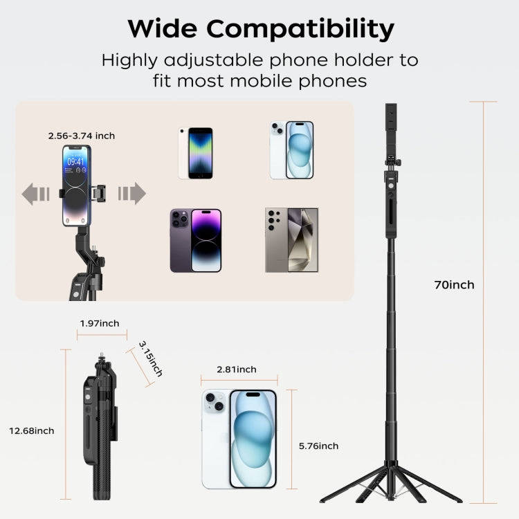 FUNSNAP A6 360 Degree Al Gimbal Selfie Stick Smart Face Tracking Integrated Tripod