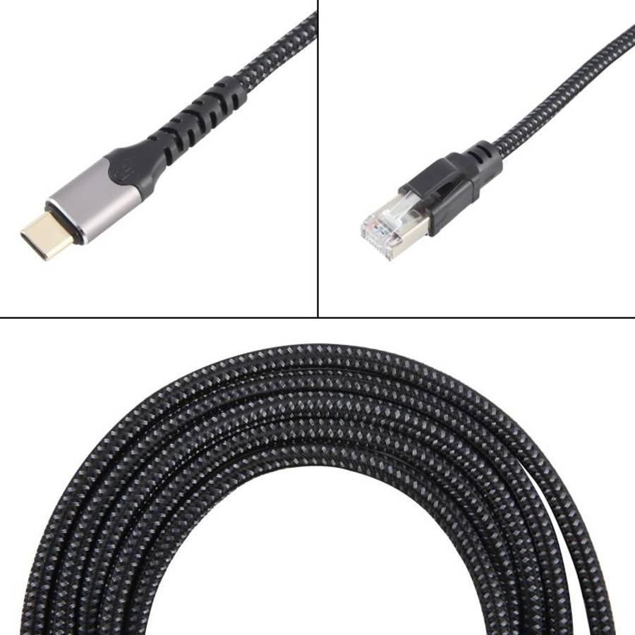 2m RJ45 to USB-C / Type-C High Speed Network Card Ethernet Cable, Type-C