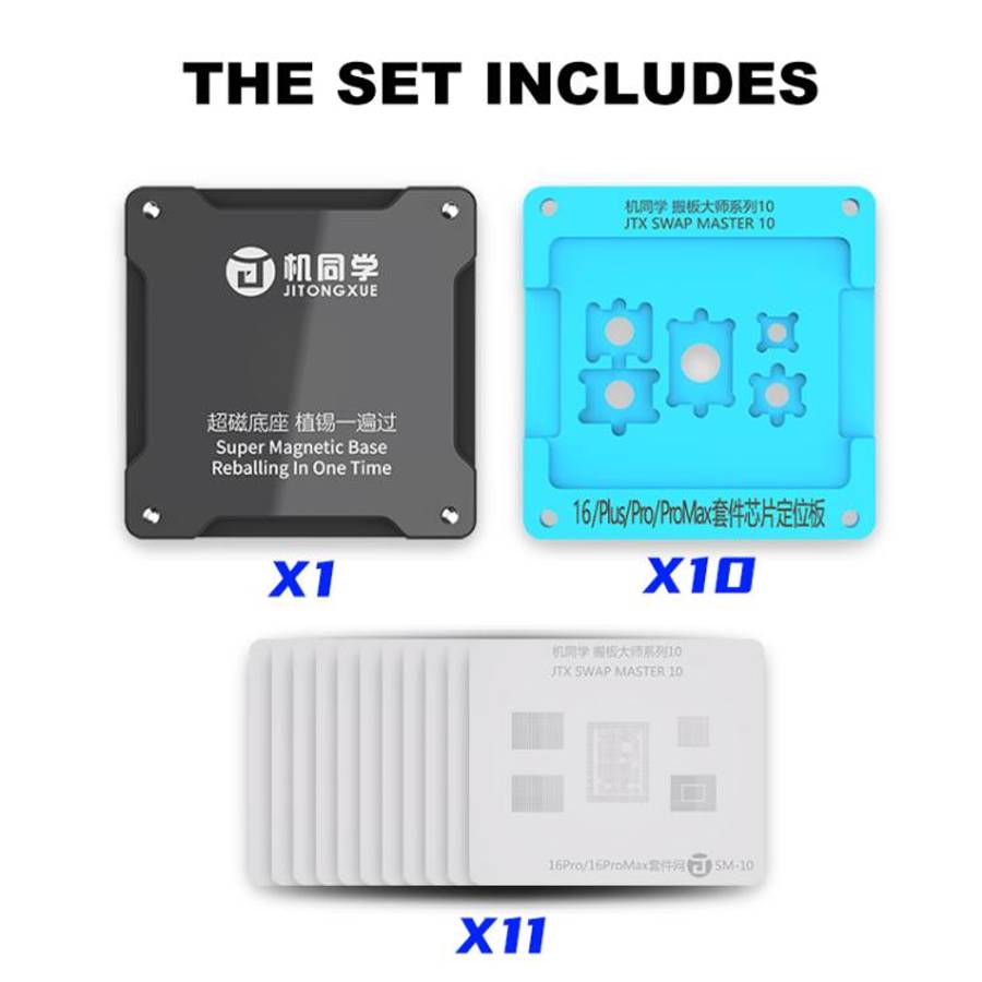 JTX SM Series Swap Board Chips BGA Reballing Stencil Platform Set for iPhone 8-16 Pro Max, JTX SM...