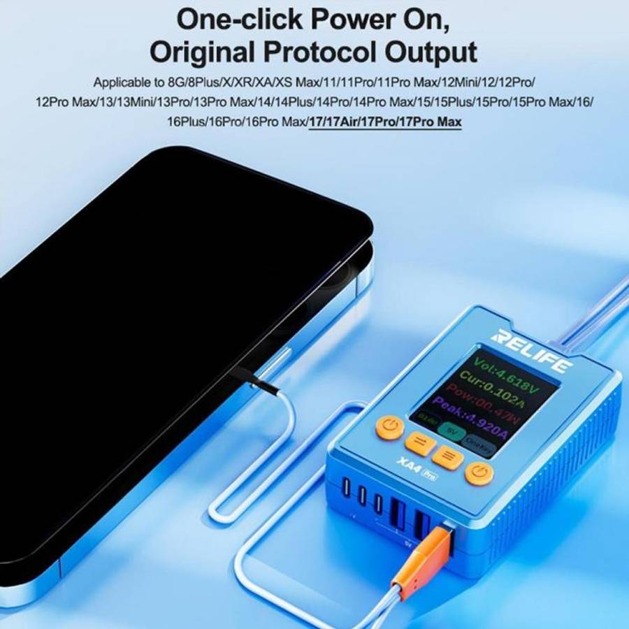 RELIFE XA4 Pro One-Touch HD Display Power Cable with USB / Type-C Dual Interface for iPhone 8-17 ...