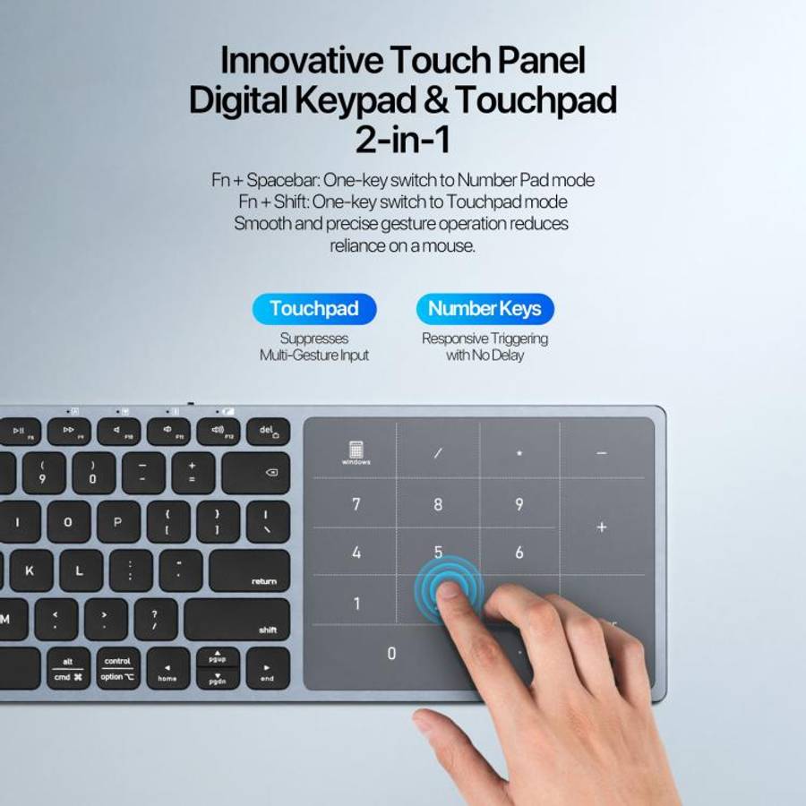 DUX DUCIS LK Pro Series Universal Dual-Mode Aluminum Alloy Wireless Keyboard With Touch Digital P...
