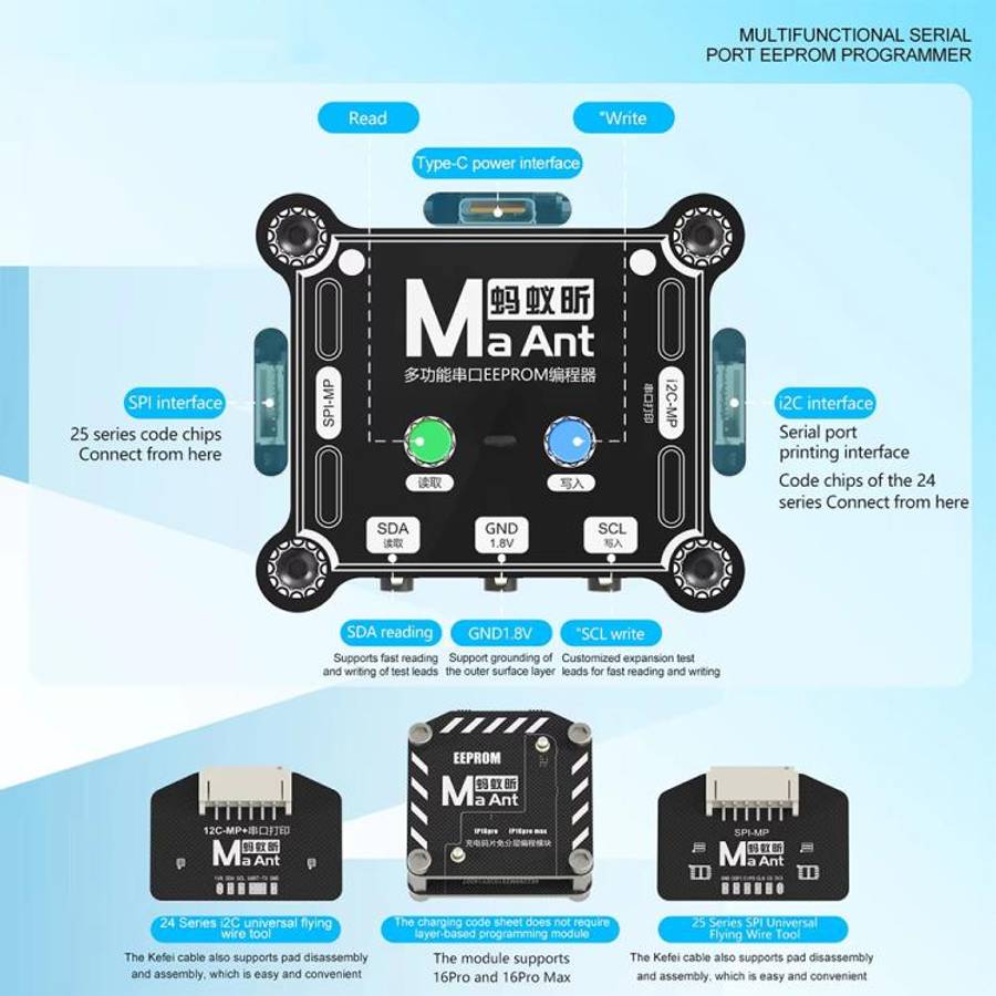 MaAnt E1 Multifunctional Serial Port EEPROM Programmer, Only Programmer, 16 Pro/16 Pro Max IC Mod...