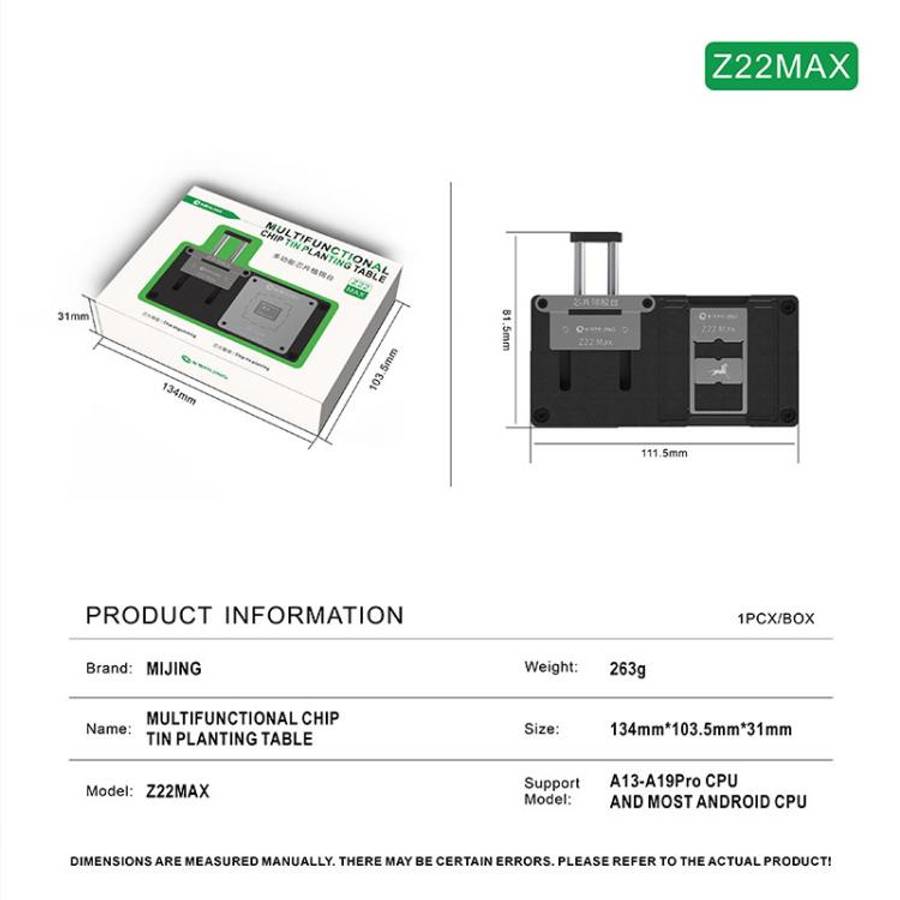 Mijing Z22MAX CPU Chip Tin Planting BGA Reballing Stencil Platform For iPhone 11-17 Pro Max / And...