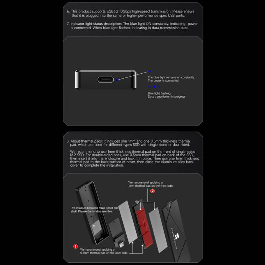 THERMALRIGHT HR-EB115 M.2 NVMe SSD Enclosure with Type-C to Type-C Cable, EB115 C-C Cable