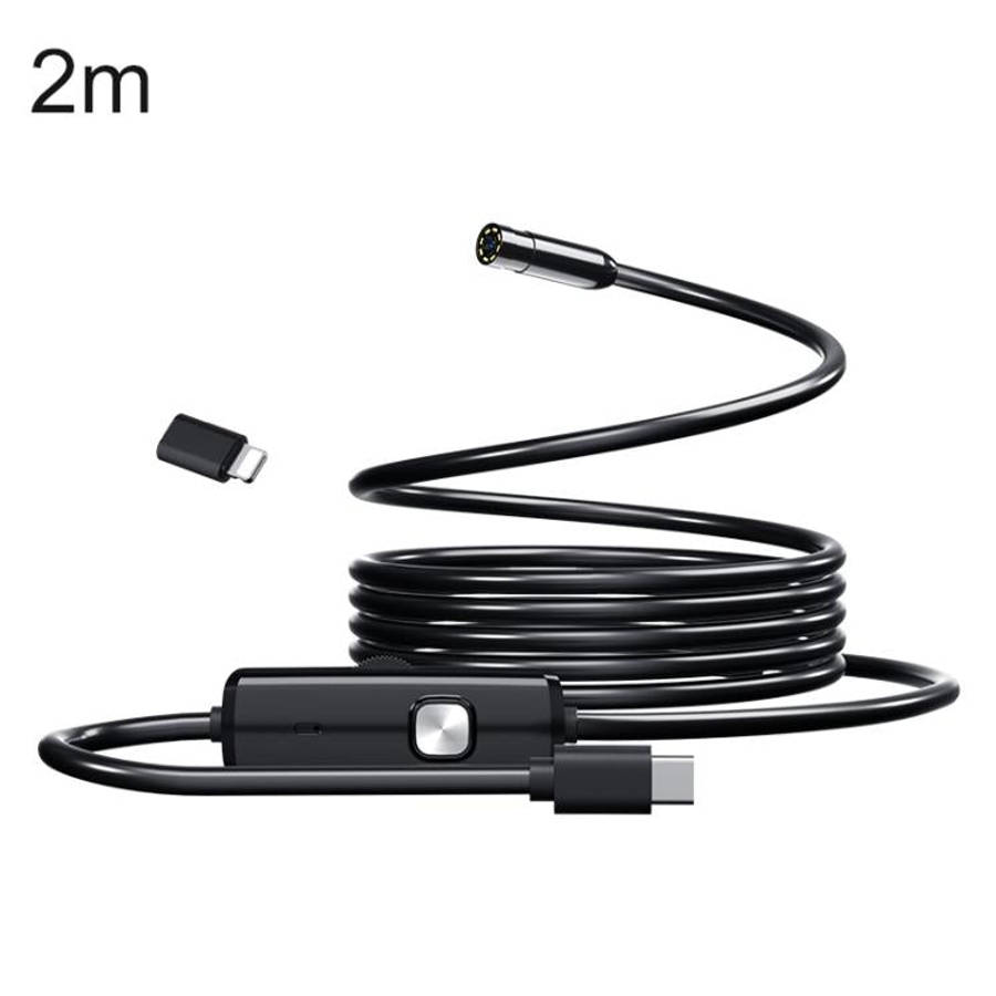 AN112T Type-C and 8 Pin IP67 8LEDs 8mm Industry Digital Endoscope, 1m Flexible Cable, 2m Flexible...