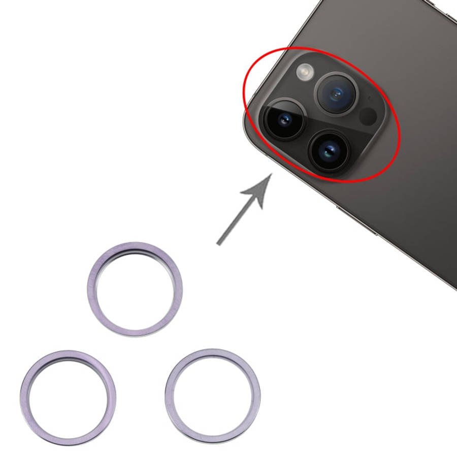 For iPhone 14 Pro Max 3PCS Rear Camera Glass Lens Metal Outside Protector Hoop Ring, For iPhone 1...