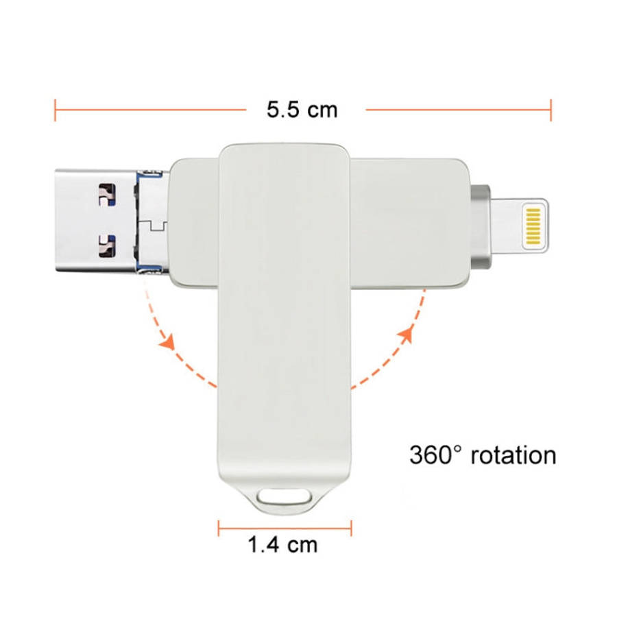 S31 3 in 1 16GB Micro USB 2.0 + USB-C / Type-C + 8 Pin Interface Metal Twister Flash Disk, 16GB