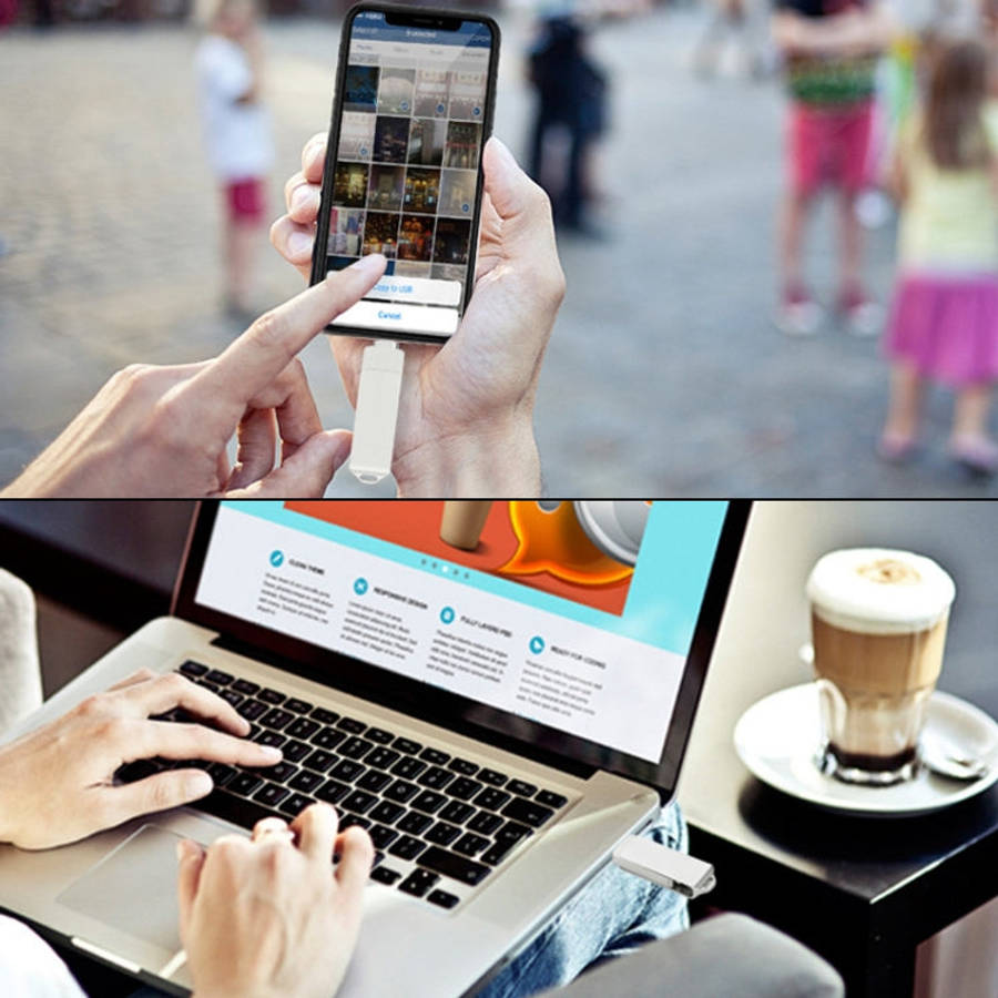 S31 3 in 1 16GB Micro USB 2.0 + USB-C / Type-C + 8 Pin Interface Metal Twister Flash Disk, 16GB