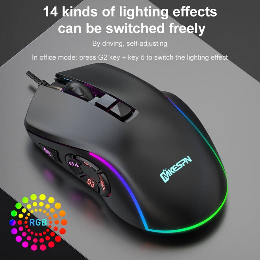 MKESPN X9 10 Buttons 7200DPI RGB Macro Definition Gaming Wired Mouse, x9