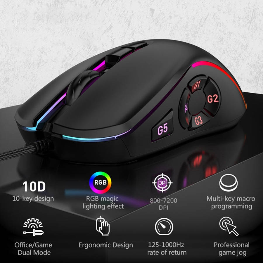 MKESPN X9 10 Buttons 7200DPI RGB Macro Definition Gaming Wired Mouse, x9