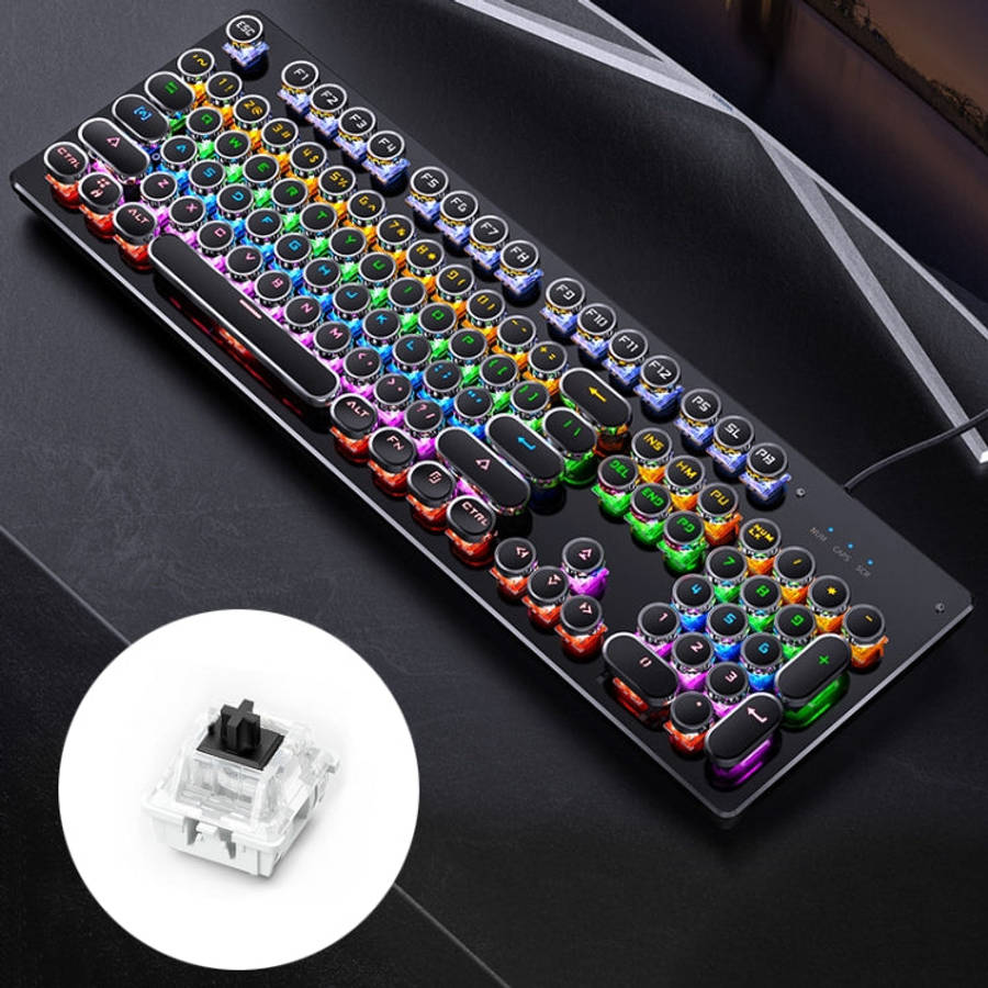YINDIAO Electroplating Punk Mixed Light USB Mechanical Gaming Wired Keyboard, Black Shaft, Electr...